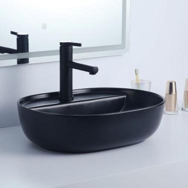 Imagem de Cuba Deend De Cerâmica OvaleNero Para Banheiro 50x39x13cm