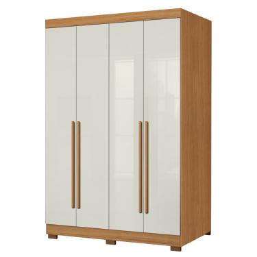Imagem de Guarda Roupas Solteiro Com 4 Portas 2 Gavetas Creta Madeirado/Off White