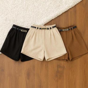 Imagem de Kit 3 Short Alfaiataria Viscolinho Verão Social Feminino Moda Luxo Ten