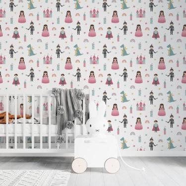 Imagem de Papel De Parede Adesivo Kids Princesa Castelo Dragão 2,80m - PlimShop