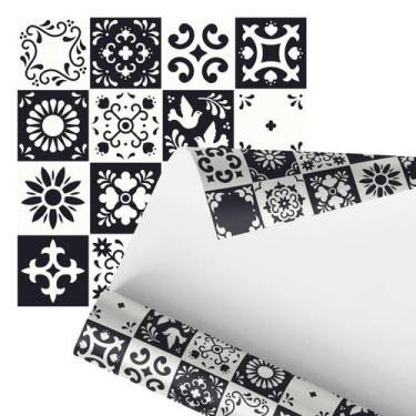 Imagem de Papel De Parede Adesivo Arabesco Florido Preto Branco 2,80m - plimshop