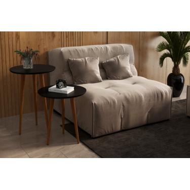 Imagem de Mesa Lateral e Apoio Redonda Pés Palito cor Preto