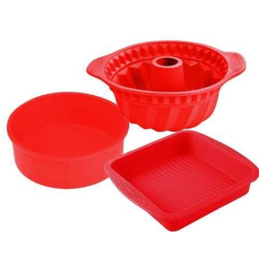 Imagem de Kit 3 Formas Para Air Fryer 4 Litros Quadrada Para Bolo Pães