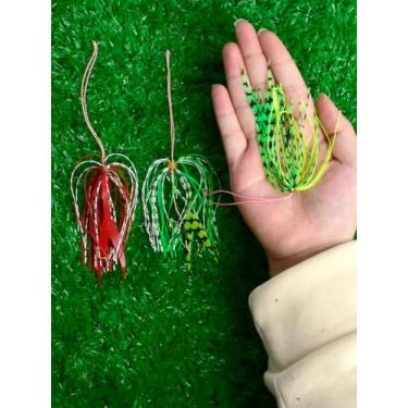 Imagem de Ganchos de pesca Bucktail Teaser, 3 peças iscas de pesca Squirm, iscas de pesca em água salgada para truta salmão, robalo, cabeça de aço