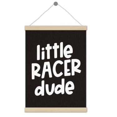 Imagem de Decoração de quarto de carro de corrida para meninos, pôster Little Racer Dude 30,5 x 40,6 cm, decoração de parede retrô para quarto de menino quarto sala de jogos