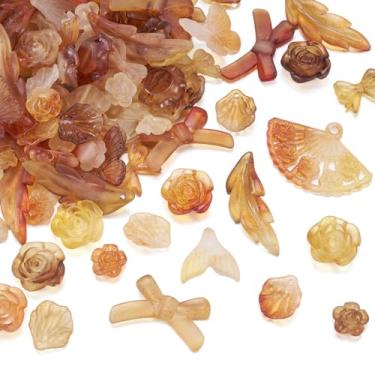 Imagem de Amuleto de contas sortidas de acrílico 100 g marrom fosco borboleta flor laço mix vintage fofo estético contas de plástico charme para pulseira, colar, artesanato, joias, chaveiro, cordão, Small