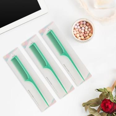 Imagem de Generic Pacote com 3 pentes de dentes finos, pente longo de cauda de rato de baquelite para pentear as costas, provocar raiz, pente de plástico leve para todos os tipos de cabelo e gêneros