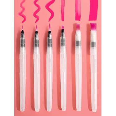 Imagem de 6 canetas de aquarela – pincéis profissionais de ponta macia, pincel de água à prova de vazamento para viagens, livros de colorir para adultos, pintura em aquarela