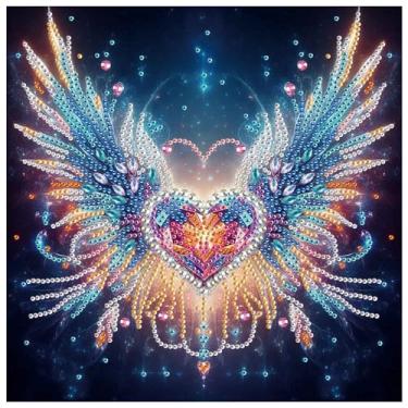 Imagem de Kits de pintura de diamante Love Heart Wing para adultos, kits de arte de diamante de formato especial 5D para iniciantes, pintura de strass de cristal para decoração de parede de casa, 30 x 30 cm