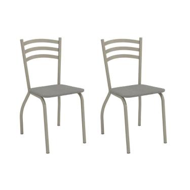 Imagem de Cadeira De Cozinha Portugal 2c007nk Aço Kit 2 Un Niquel-boucle Cinza - Kappesberg