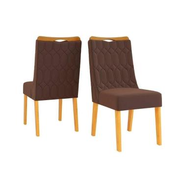 Imagem de Cadeira Sala De Jantar Bia Cedro-suede Moca Marrom - Dj Móveis