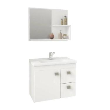 Imagem de Gabinete e Espelheira para Banheiro 55 cm Isa Mgm Branco - 000990