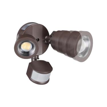 Imagem de LEONLITE Luminária De Segurança Led De 25 W Ajustável, Holofote Com Sensor De Movimento Para Áreas Externas, Ângulo De Feixe De 30° A 80°, Luz De Segurança De Cabeça Dupla, Local Úmido, Luz Natural