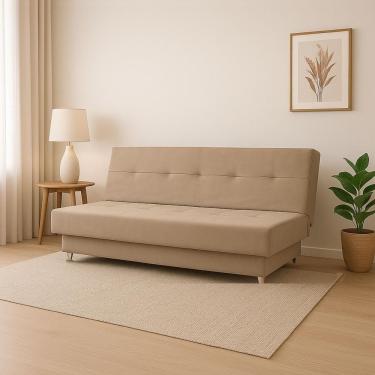 Imagem de Sofá Cama 3 Lugares Xangai 1,94m Veludo Suede Bege