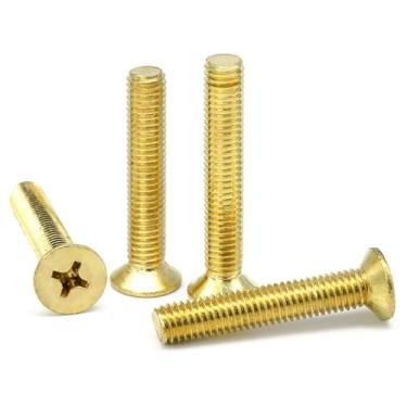 Imagem de Parafusos De Cabeça Chata Cruzada De Latão,parafuso De Reparo Escareado,parafusos Totalmente Rosqueados De Cabeça Redonda, M4x55 Mm, gold, M4x5 mm,20 pcs