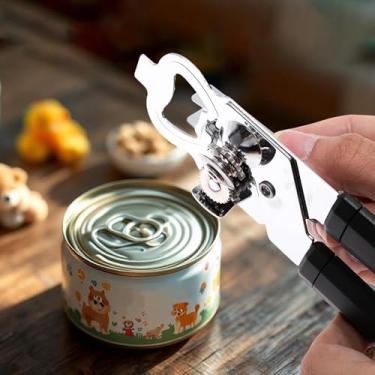 Imagem de Generic 1 abridor de latas portátil 3 em 1 abridor de latas e abridor de garrafas PP ferro prateado preto 5,5 x 20 cm