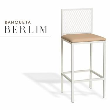 Imagem de Banqueta Berlim Branca material sintético Caqui - Madeiled