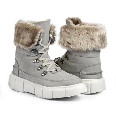 Imagem de Bota Feminina De Inverno Para Neve Em Couro Forrada Com La E Impermeavel - Oslo Bariloche Cinza-Feminino