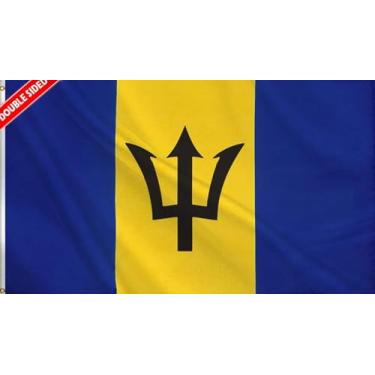 Imagem de HVATLTL Bandeira de Barbados com 3 camadas dupla face, 30 x 45 cm, nylon 220D resistente, cores vivas, bandeiras náuticas barbadenses com 2 ilhós de latão para barco, quadriciclo, caminhão