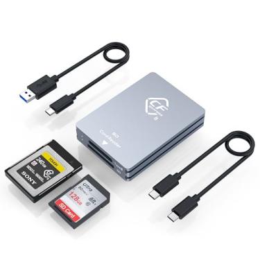 Imagem de Leitor de cartão de memória CFexpress tipo B e SD com dois compartimentos, 10 Gbps USB 3.2 geração 2 tipo B CF Express adaptador leitor de cartão de memória com cabo USB C para USB C/USB A, compatível