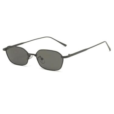 Imagem de HCPIHF Óculos de sol retrô com armação de metal e lentes UV400, estilo punk, para homens e mulheres (preto-preto)