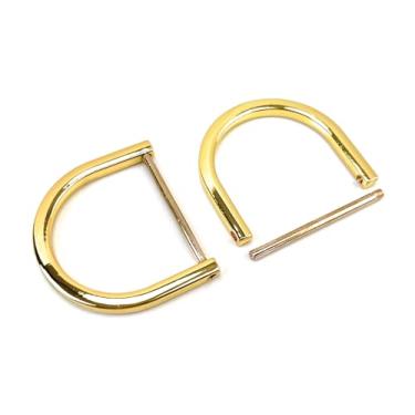 Imagem de VersaKits 4 peças anéis D parafuso em forma de U anel D DIY couro artesanato bolsa chaveiro acessórios (38 mm, ouro K)