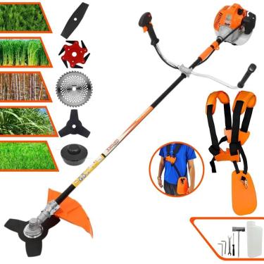 Imagem de Roçadeira Profissional Lateral Vulcan Vr520h À Gasolina 2t 52cc 2,5hp + Faca 2 Pontas 330mm + Faca 40 Dentes 255mm + F