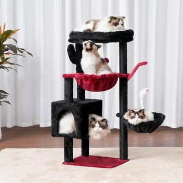 Imagem de Heybly Árvore para gatos, condomínio de torre de cactos de 100 cm com poste para arranhar, torre de gato para gatos internos, mastro de sisal totalmente embrulhado, plataforma macia, 2 cestas e