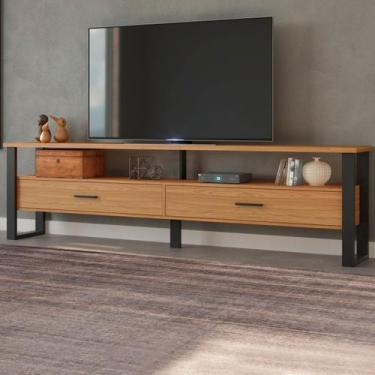 Imagem de Rack para TV Até 60 Polegadas 2 Gavetas 100% Mdf Freijó/Preto Fosco F4