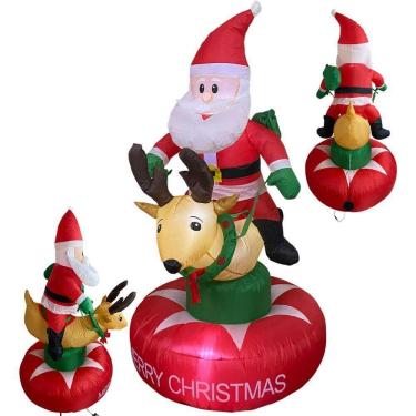 Imagem de Boneco Papai Noel Inflavel De Natal Grande Rena Natalino Decoraçao Loja Shopping Predio Condominio Hall Entrada Vitrine