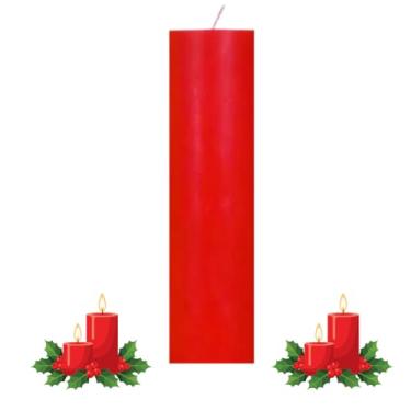 Imagem de Vela de Altar 40 x 7 cm, Cor VERMELHA, Do Advento, 1340 g. Parafina 100% Pura, Não Escorre Nem Faz Fumaça Preta. Opção Para Uso Decorativo.
