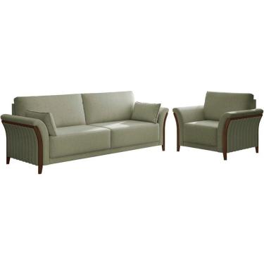 Imagem de Kit Sofa 222 Cm E Poltrona Decorativa Royalle Linho Tce 1026 Moll Tce 1026