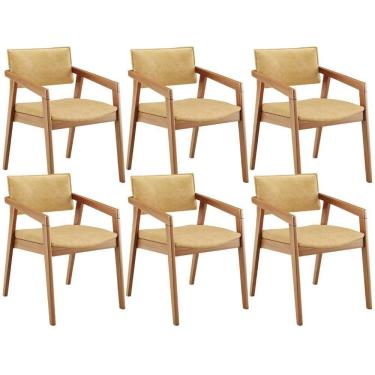 Imagem de Kit 06 Cadeiras Para Sala De Jantar Estar Living Giorgia L02 Couríssimo Casco Fendi - Lyam Decor