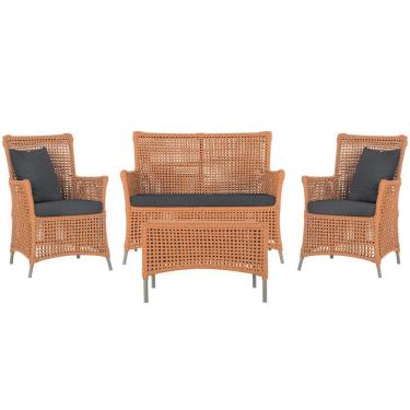 Imagem de Jogo Sofá 2 Poltronas E Mesa Igapó Fendi E11 Trama Original Terra Cota