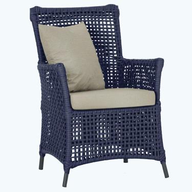 Imagem de Poltrona Igapó Alumínio Micro Pintura Preta Corda Náutica E7 Azul