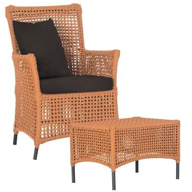 Imagem de Poltrona E Mesa Igapó Em Alumínio Preta Corda Náutica E9 Terra Cota