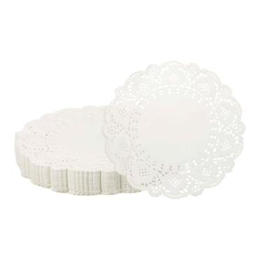 Imagem de HARFINGTON 200 peças de guardanapos de papel redondos de 16,5 cm para bolos sobremesa artesanato festa casamento aniversário decoração de mesa, branco