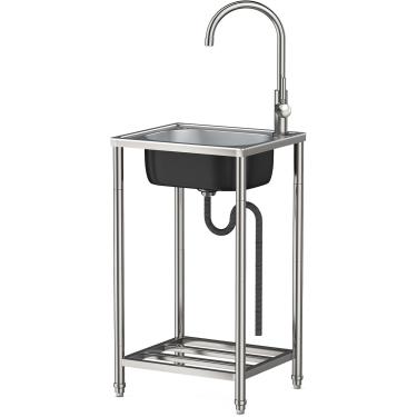 Imagem de Aço Inox Sik Freestadig Sik Uit Commercial Square Sik, Stailess Steel Sigle Bowl Statio Utility Sik Com Torneira Para Garde Kitche Bar Restaurat, 37 * 42 * 82cm