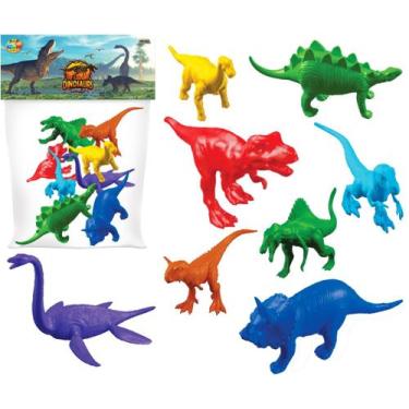 Imagem de Dinossauros World Brinquedo Infantil Kit 8 Unidades Plastico - GGB Bri