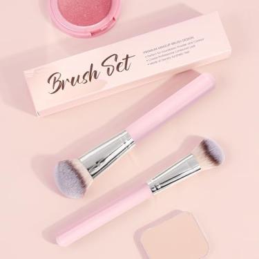 Imagem de Conjunto de pincéis de maquiagem de 3 peças, corretivo, blush, Kabuki facial, mistura líquida para pintura de pontos de polimento para viagem (prata)