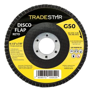 Imagem de Disco Flap 115 Mm G50 Fibra Cônico Aço Tradestar