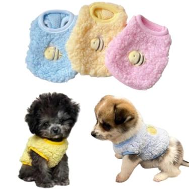 Imagem de JAAQUCD Pacote com 3 suéteres para cães, de lã, para chihuahua, yorkie, poodle, outono e inverno, roupa quente de gatinho para gatos, roupas para cães (3 peças, abelha, 3PP (menos de 500 kg))
