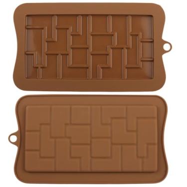 Imagem de EPYHREHM Conjunto de 2 moldes de chocolate de silicone labirinto Break apart maze para barra energética de proteína de chocolate