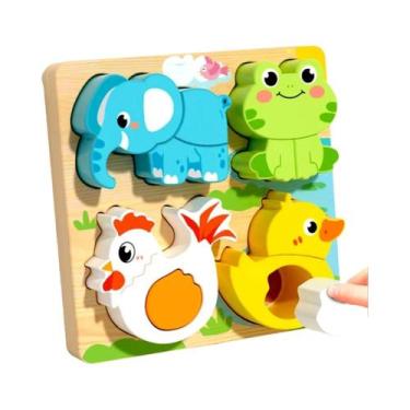 Imagem de Quebra-Cabeça 3D De Madeira 4 Em 1 Para Crianças Animais Em Desenho Br