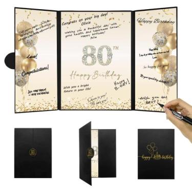 Imagem de Livro de visitas DARUNAXY Black Gold 80th Birthday Party Decor