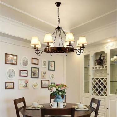 Imagem de Luminária pendente vintage industrial com LED, estilo americano, ideal para sala de estar, restaurante, quarto, casa de campo, loft, loja de roupas, café, bar, casa de família (Q 8 lâmpadas)