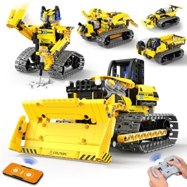 Imagem de LECPOP 5 in 1 STEM Robot Toy Building Kit, 452 PCS Blocks App & Remote Control Engineering Toys Robotics for Kids Ages 8-12, RC Bulldozer Erector Sets for Boys Girls 6 7 9 10 11 13 14+ B