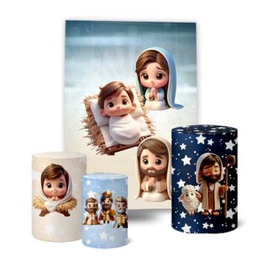 Imagem de Trio Capas Cilindro + Painel 1,50x2,20m Retangular Natal (K6NAT0024)