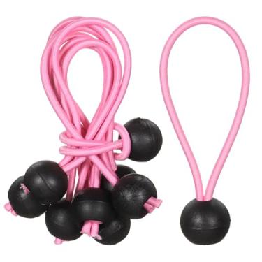 Imagem de PATIKIL Cordão elástico de 10 cm, 35 peças de cordas elásticas com esferas, lona de dossel, cordão elástico para acampamento ao ar livre, postes de barraca de abrigo de carga, rosa