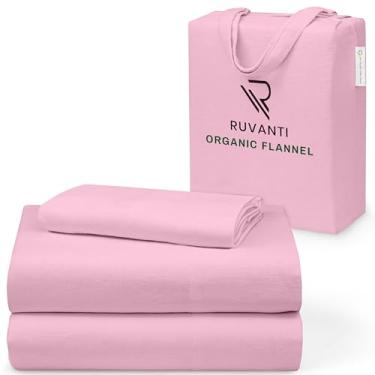 Imagem de RUVANTI Lençóis de flanela tamanho solteiro – Certificado GOTS, 100% algodão orgânico, conjunto de 3 peças quentes, macias e respiráveis, bolso profundo, ajuste confortável, escovado duplo para todas